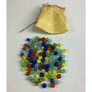 Lot Of 107 Vintage Glass Swirl Marbles In Bag